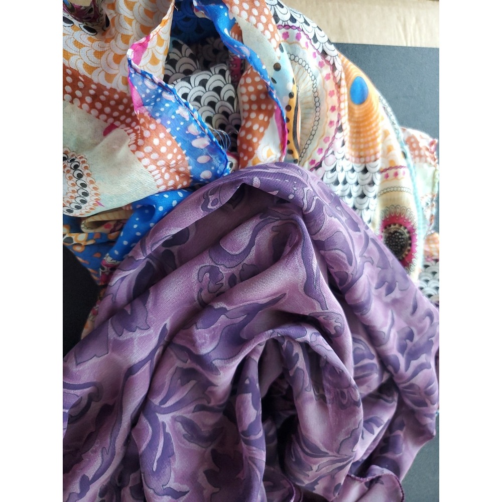 Lot Of 2 Summer Sheer Long Polyester‎ Scarves Wraps Multifunction